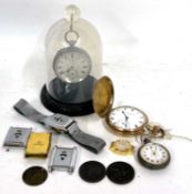 Mixed lot to include three pocket watches, one rolled gold, one ladies pocket watch stamped 925 in