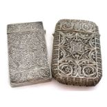 Mixed Lot: A Far Eastern filigree white metal cigarette/card case together with a white metal card