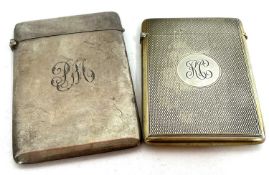 Mixed Lot: A George V small card case with all over engine turned decoration, monogrammed,