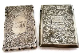 Mixed Lot: A George V small engraved card case with wavy edges, monogrammed, Birmingham 1913, makers
