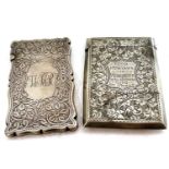 Mixed Lot: A George V small engraved card case with wavy edges, monogrammed, Birmingham 1913, makers