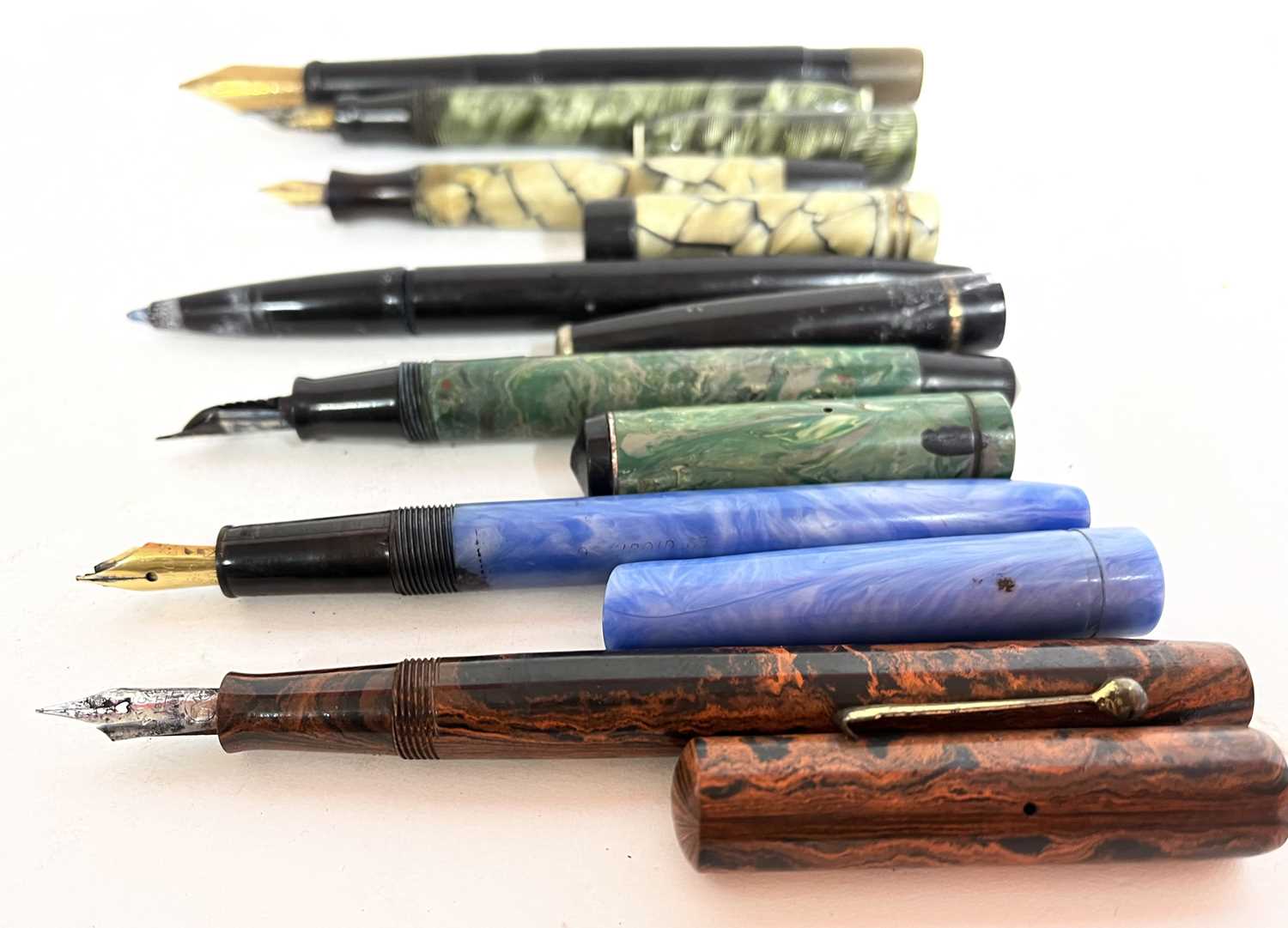 Mixed lot of six fountain pens to include Blue Osmirod No 65 (qty) - Image 2 of 2