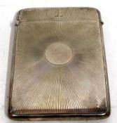 A George V card case with radial engine turned decoration, Birmingham 1910 by Horace Woodward & Co