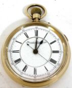 A rolled gold Lancashire Watch Company pocket watch, the watch has a manually crown wound movement