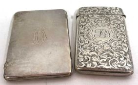 Mixed Lot: A late Victorian small card case with foliate engraving around a monogram, Birmingham