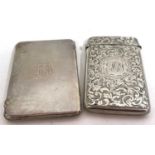 Mixed Lot: A late Victorian small card case with foliate engraving around a monogram, Birmingham