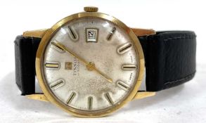 A 9ct gold gents Tissot wrist watch, the watch has a manually crown wound movement, hallmarked