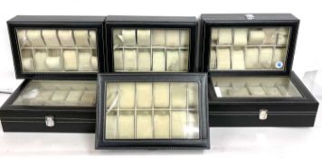 A lot of seven wrist watch display boxes