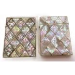 Two Victorian mother of pearl card cases, one with detachable lid, small defects to both (2)
