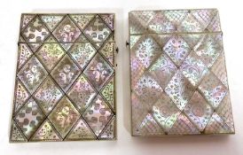 Two Victorian mother of pearl card cases, one with detachable lid, small defects to both (2)
