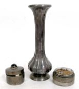 Mixed Lot: A small white metal spill vase marked sterling and 925, 10cm tall together with two 925