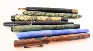 Mixed lot of six fountain pens to include Blue Osmirod No 65 (qty)