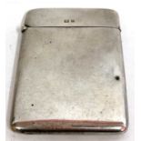 An Edwardian card case of plain polished form, Birmingham 1903, makers mark Joseph Glister Ltd, 81.