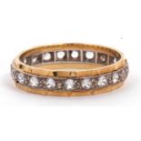 18ct gold full eternity ring set with twenty small single cut diamonds (one diamond missing),