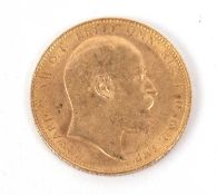An Edward VII gold sovereign dated 1902