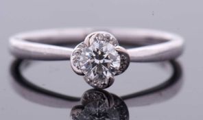 A maple leaf diamonds "Wind Embrace" 18ct white gold diamond solitaire engagement ring of 0.37ct,