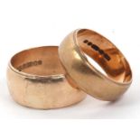 Two 9ct gold wedding rings of plain polished design, g/w 11.6 gms