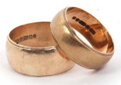 Two 9ct gold wedding rings of plain polished design, g/w 11.6 gms