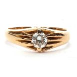 Single stone diamond ring, a round brilliant cut diamond 0.33ct approx, claw set and raised above