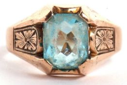 A 9ct and blue paste ring, size S, 5g