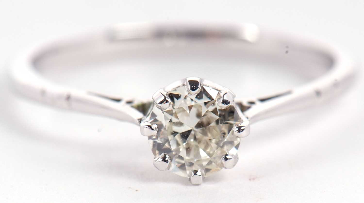 A diamond solitaire ring, the round brilliant cut diamond, estimated approx. 0.45cts, claw mounted - Image 2 of 7