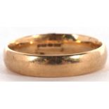 A 9ct wedding band, stamped 375 with Birmingham assay mark, size N-O, 3.1g