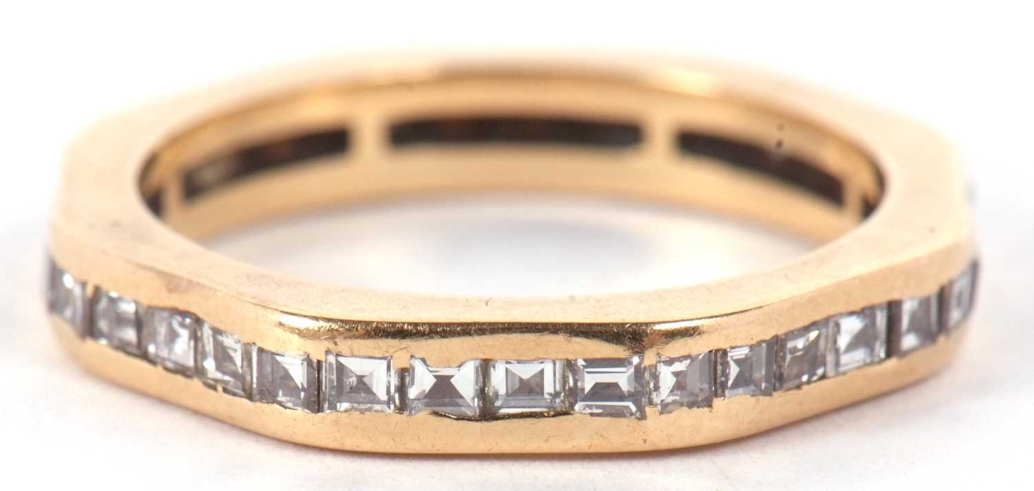 A diamond eternity ring, the full hoop ring set with princess cut diamonds, total estimated - Image 3 of 7