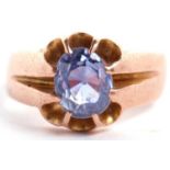 A gentleman's 18ct pale blue sapphire ring, the oval old cut sapphire, approx. 8.8 x 7.5 x 7.2mm,