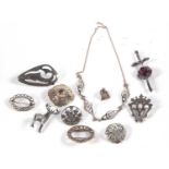 A quantity of Scottish and Celtic jewellery, to include a silver Cairngorn style brooch, Edinburgh