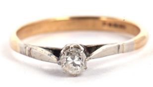 A 9ct diamond solitaire ring, the old European cut diamond, estimated approx. 0.16cts, claw