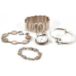 A quantity of silver and other jewellery to include a late 19th century bracelet with alternating