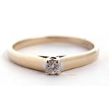 An 18ct diamond solitaire ring, the round brilliant cut diamond, estimated approx. 0.07cts, claw
