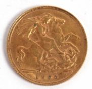 A 1905 half sovereign, 4g