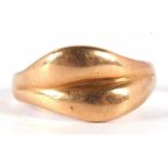 An unmarked yellow metal ring, tests as approx. 18ct gold, size M, 3.6g