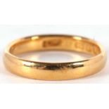 A 22ct wedding band, hallmarked Birmingham, 1886, size K-L, 3.5g