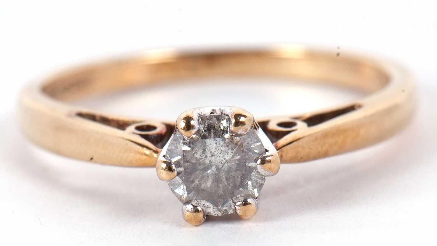 A 9ct diamond solitaire ring, the round brilliant cut diamond, estimated approx. 0.50cts, claw - Image 2 of 14