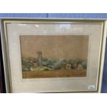 St Mary's Hassingham by Edward Derby, watercolour, 33cm wide, glazed and framed