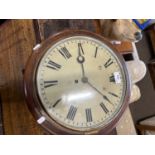 Late 19th Century wall clock with a 12 inch unsigned dial to a brass movement (a/f)