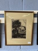 View of Crome by Colkett, etching, 18cm wide, framed and glazed