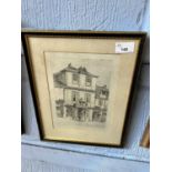 On Elm Hill, Norwich, reproduction etching, 17cm wide, glazed and framed