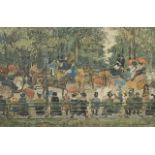 After Maurice Prendergast (American, 1858-1924), Central Park, chromolithograph, dated 1901,