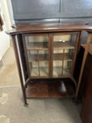 A late 19th Century mahogany display cabinet in the Art Nouveau style with two glazed doors over a