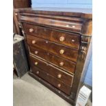 A Victorian mahogany scotch chest with a single freize drawer over five further drawers with