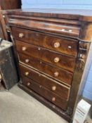 A Victorian mahogany scotch chest with a single freize drawer over five further drawers with
