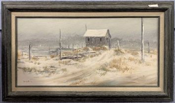 Willie Crockett (American, 20th century), Eastern Shore in winter, oil on canvas, signed and