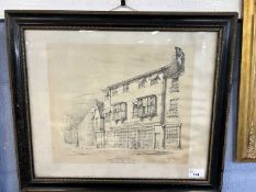 Ancient House, Queen Street, Norwich, print, 32cm wide, glazed and framed