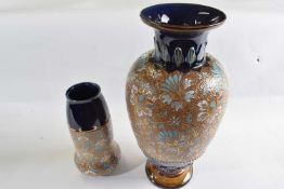 A Royal Doulton Slaters patent vases and a further smaller example, largest 36cm high