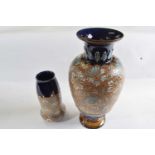 A Royal Doulton Slaters patent vases and a further smaller example, largest 36cm high