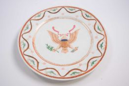 A 19th century Chinese export dish made for the American market with armorial decoration featuring