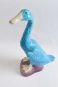 Oriental pottery duck with a turquoise glaze